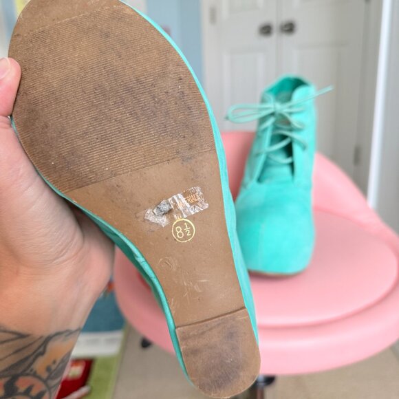 Pastel Mint Wedge Heels - Picture 3 of 9